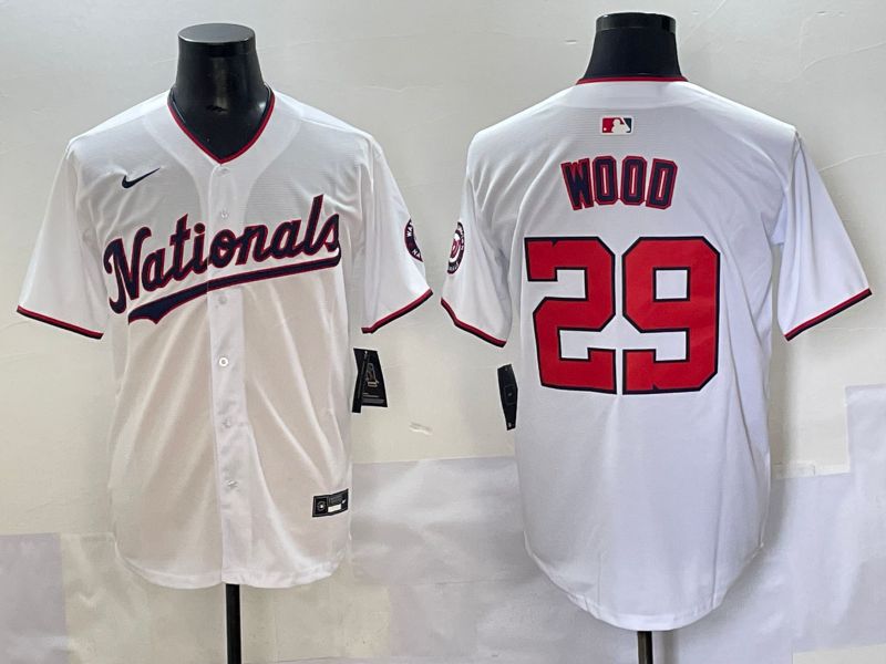 Men 2025 Washington Nationals #29 Wood White Game Nike MLB Jersey style 1